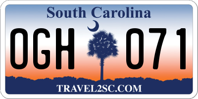 SC license plate OGH071