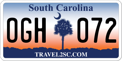 SC license plate OGH072