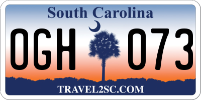 SC license plate OGH073