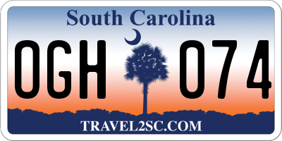 SC license plate OGH074
