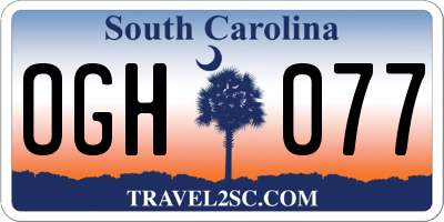 SC license plate OGH077