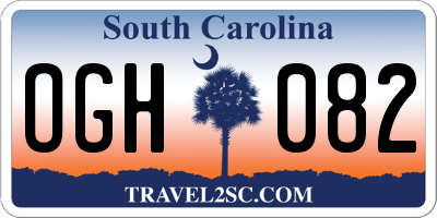SC license plate OGH082