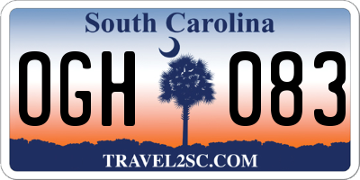 SC license plate OGH083