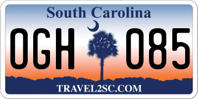 SC license plate OGH085