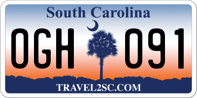 SC license plate OGH091