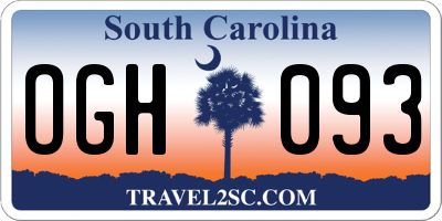 SC license plate OGH093