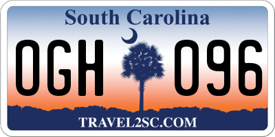 SC license plate OGH096