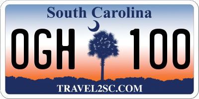 SC license plate OGH100