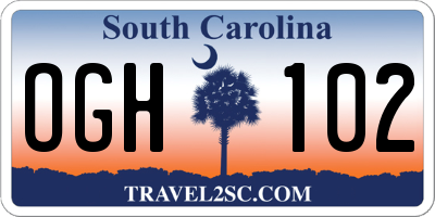 SC license plate OGH102