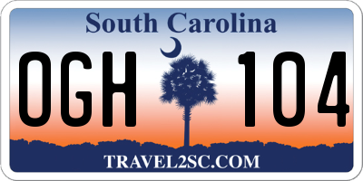 SC license plate OGH104