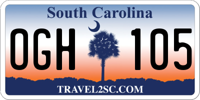 SC license plate OGH105