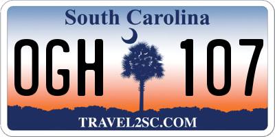 SC license plate OGH107