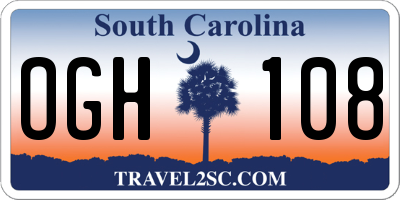SC license plate OGH108