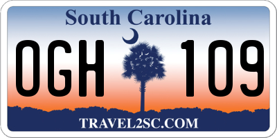 SC license plate OGH109