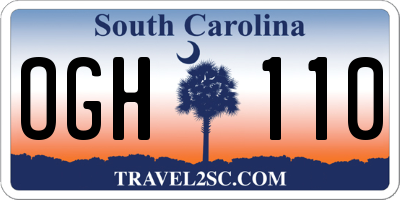 SC license plate OGH110