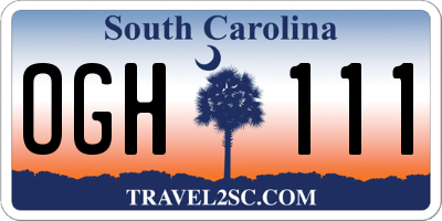 SC license plate OGH111