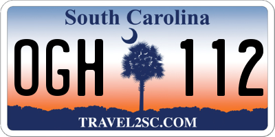 SC license plate OGH112