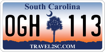 SC license plate OGH113
