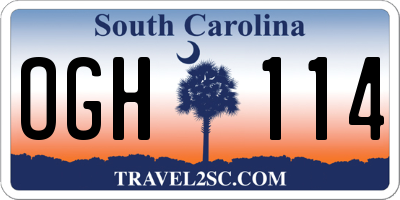 SC license plate OGH114
