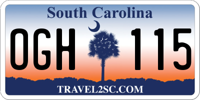 SC license plate OGH115