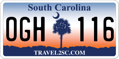 SC license plate OGH116