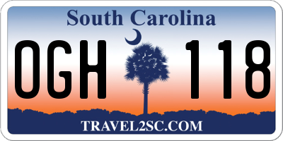 SC license plate OGH118
