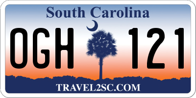 SC license plate OGH121