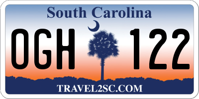 SC license plate OGH122