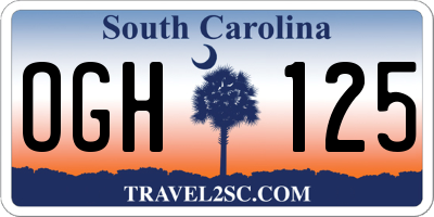 SC license plate OGH125