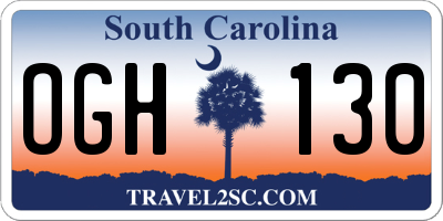SC license plate OGH130