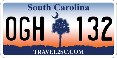 SC license plate OGH132