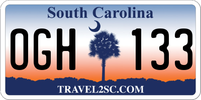 SC license plate OGH133