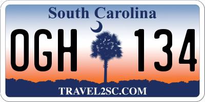 SC license plate OGH134