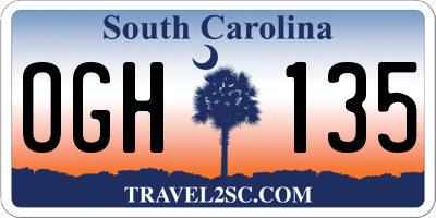 SC license plate OGH135