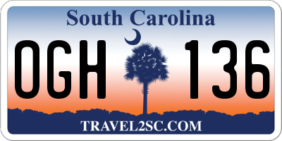 SC license plate OGH136