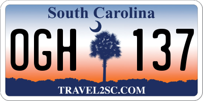SC license plate OGH137
