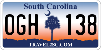 SC license plate OGH138