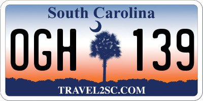 SC license plate OGH139