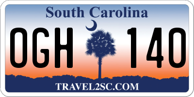 SC license plate OGH140