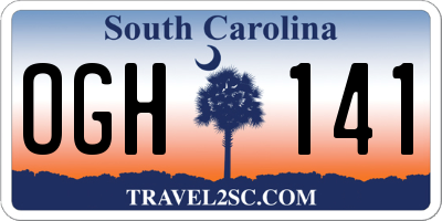 SC license plate OGH141