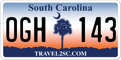 SC license plate OGH143