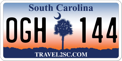 SC license plate OGH144