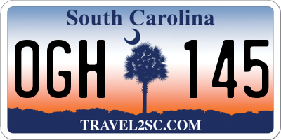 SC license plate OGH145