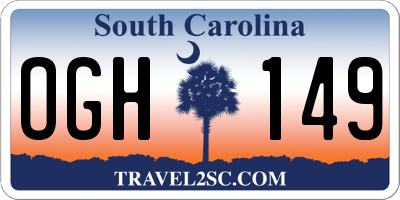 SC license plate OGH149
