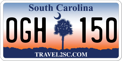SC license plate OGH150