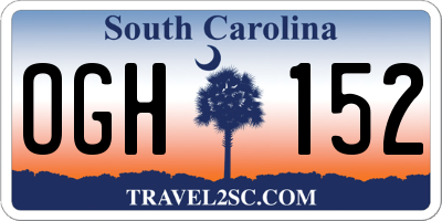 SC license plate OGH152