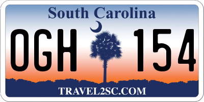 SC license plate OGH154