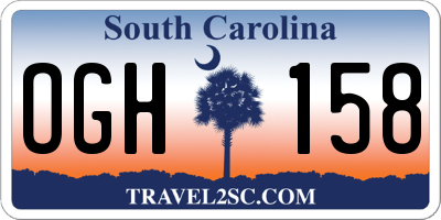 SC license plate OGH158