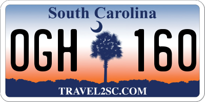 SC license plate OGH160