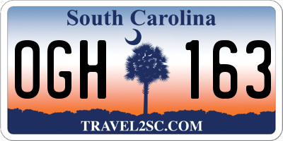 SC license plate OGH163